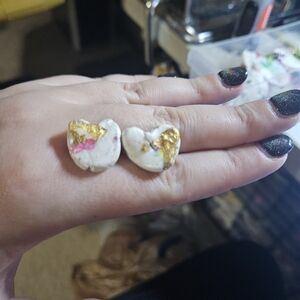 Handcrafted Heart Earrings with Gold Accents